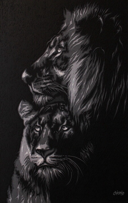 F&eacute;linit&eacute; 3 - 112x66cm - tissu toil&eacute; - vendu