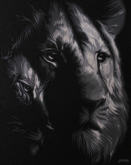 F&eacute;linit&eacute; 4 -93x69cm - tissu toil&eacute; - vendu