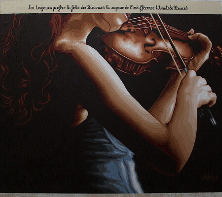 violon 1 - 90x70cm - tissu toil&eacute; -