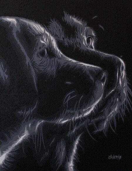 chiens complices-90x70cm - tissu toil&eacute;