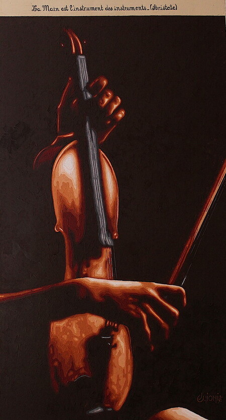violon 2 - 110x60cm - tissu toil&eacute; - vendu